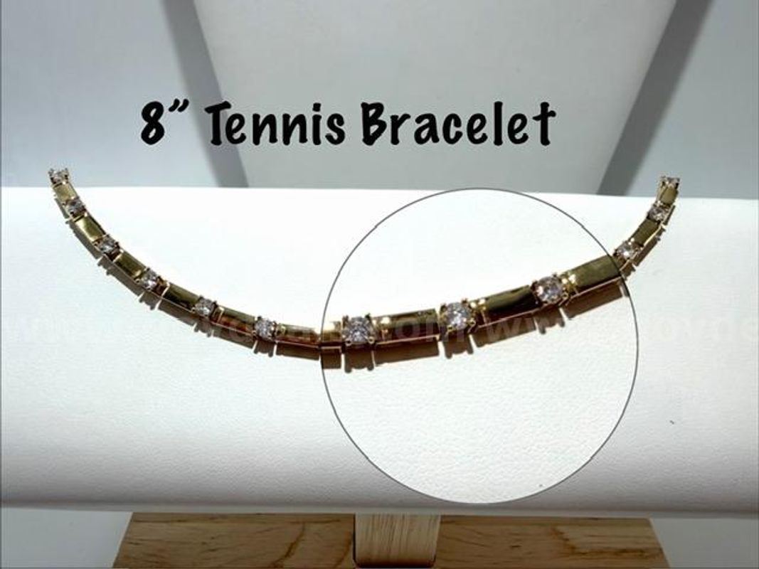 Stunning, 24k Gold Filled, 8 Inch, Ladies CZ Diamond, Tennis Bracelet