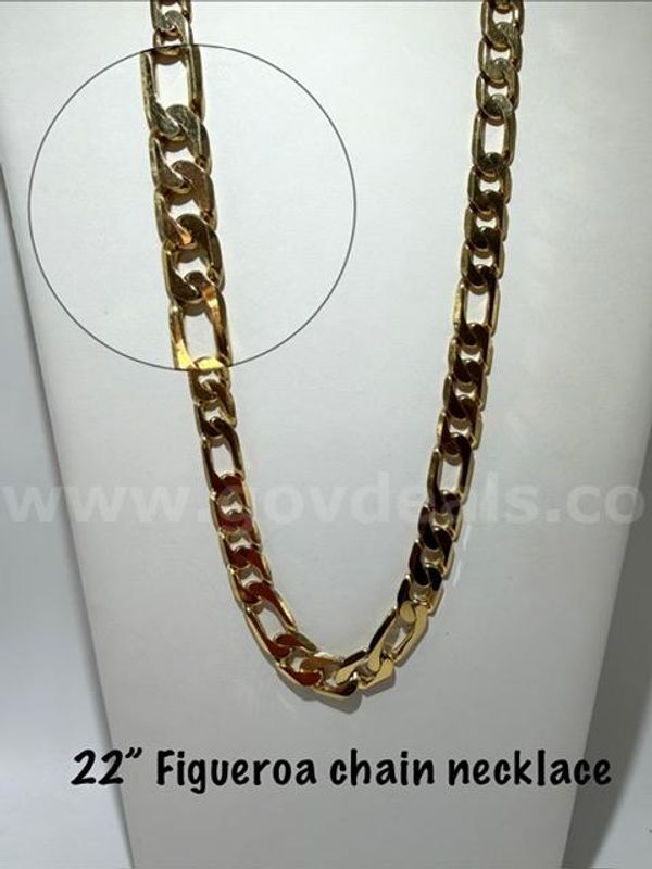Attractive, 22 Inch, Italian Figueroa, 24k Gold Filled, Chain Necklace