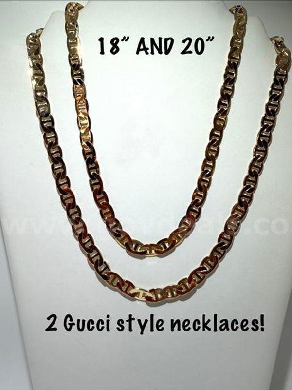 (2) Beautiful, 24k Gold Filled, Gucci Style Necklace's, (18 Inch & 20 Inch)