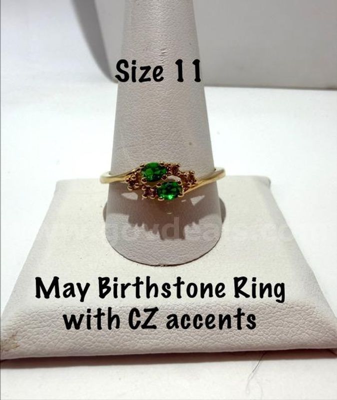 Gorgeous, Size 11, Ladies, May CZ (Emerald), Birthstone Ring