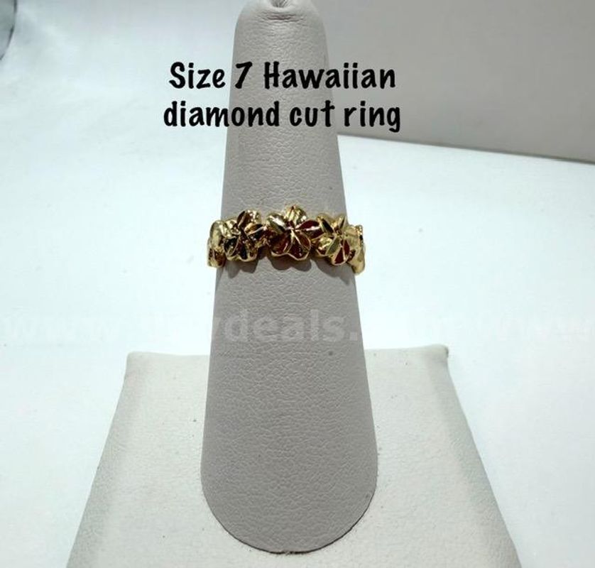 Ladies, Size 7, 24k Gold Filled, Diamond Cut, Hawaiian Ring