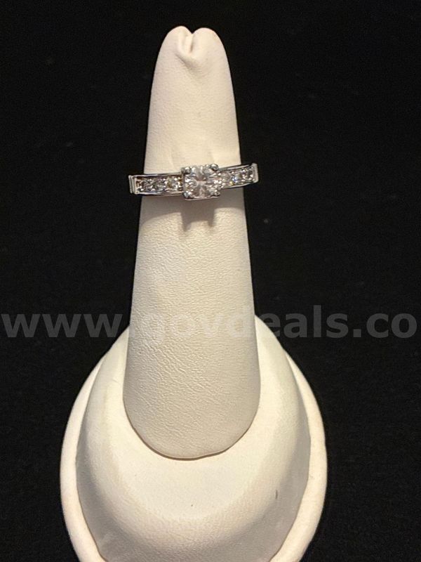 Gorgeous, Rhodium Clad (Silver) Size 6, Classic Princess-Cut Solitaire Ring W/ CZ Accent Stones