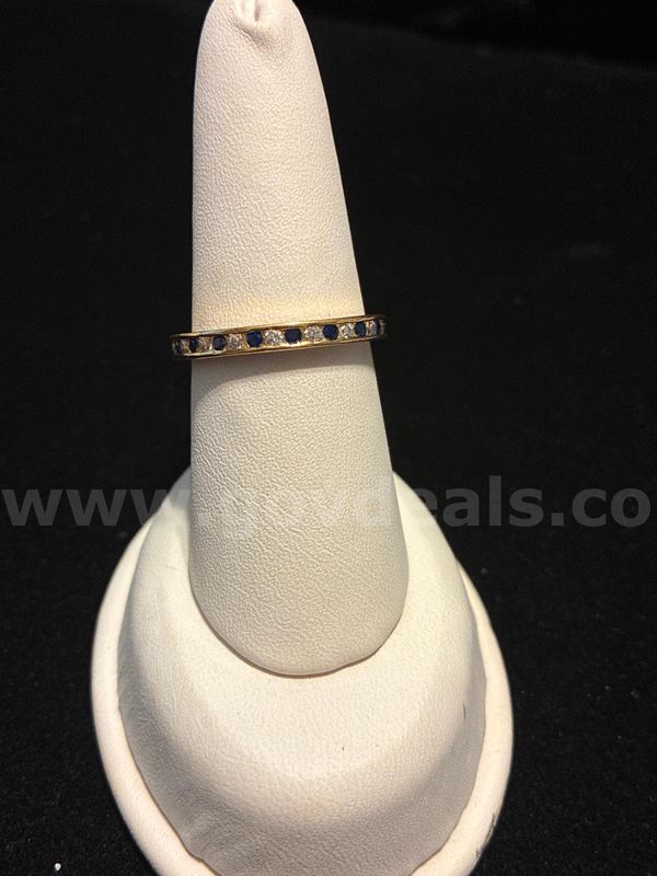 Ladies, Size 8.5, 24k Gold Filled, Blue Sapphire CZ Infinity Band.