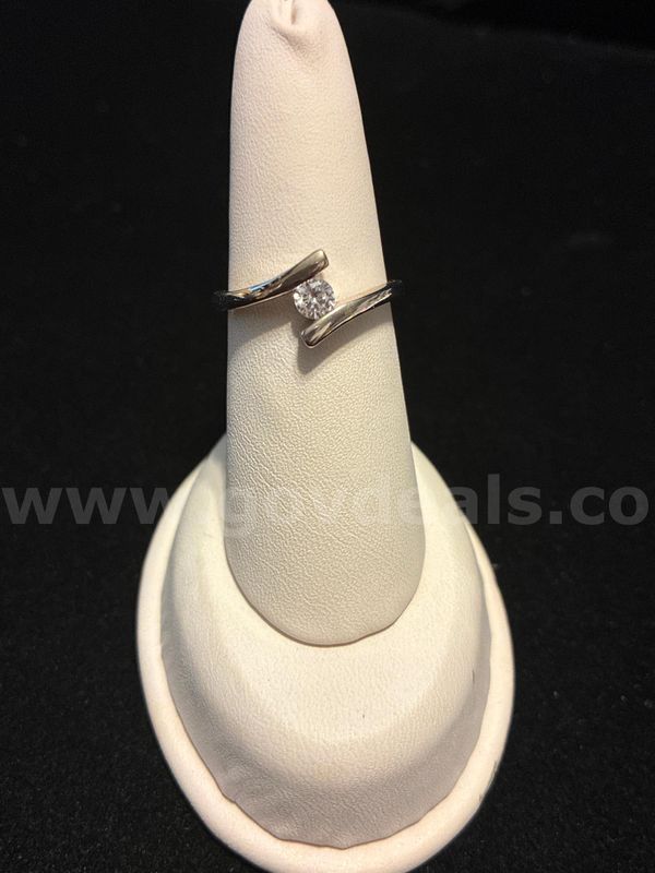Ladies, Size 8, 24k Gold Filled, Bypass CZ Solitaire Ring.