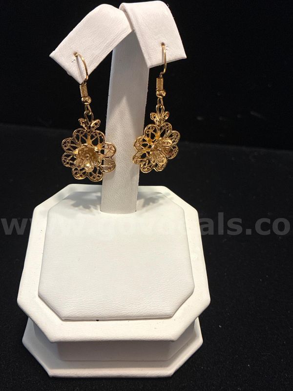 Large Boho Flower Earrings. 24k Real Gold Filled.