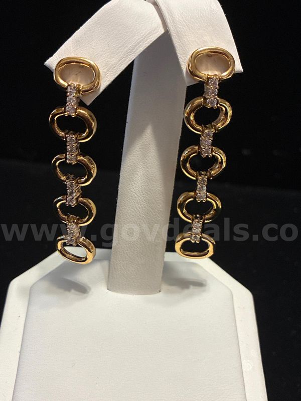 Gorgeous, Multi CZ, Brilliant Hanging Earrings, 24k Real Gold Filled.