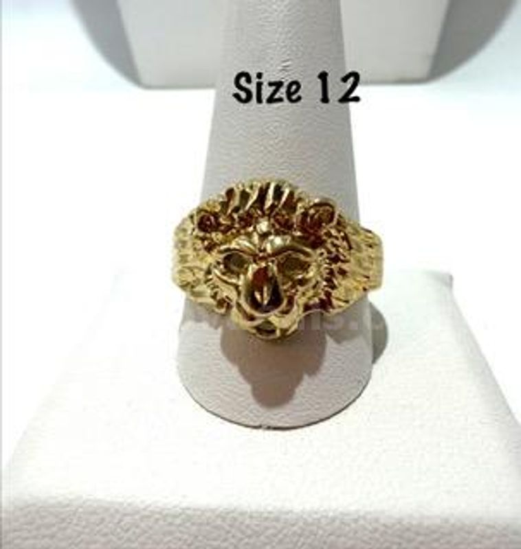 Attractive. Men's, 24k Gold Filled, Size 12, Lion Face Ring