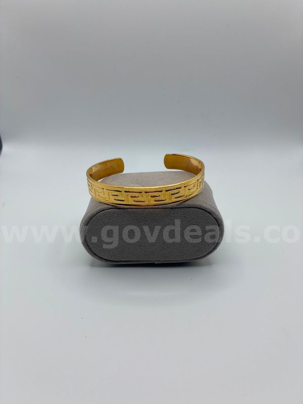 Stunning, 24k Gold Filled, Modern Greek Key Cuff Bracelet.