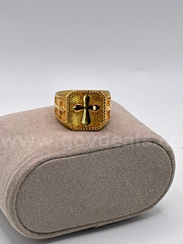 Size 8, Men’s Cross Ring, 24K Gold Filled