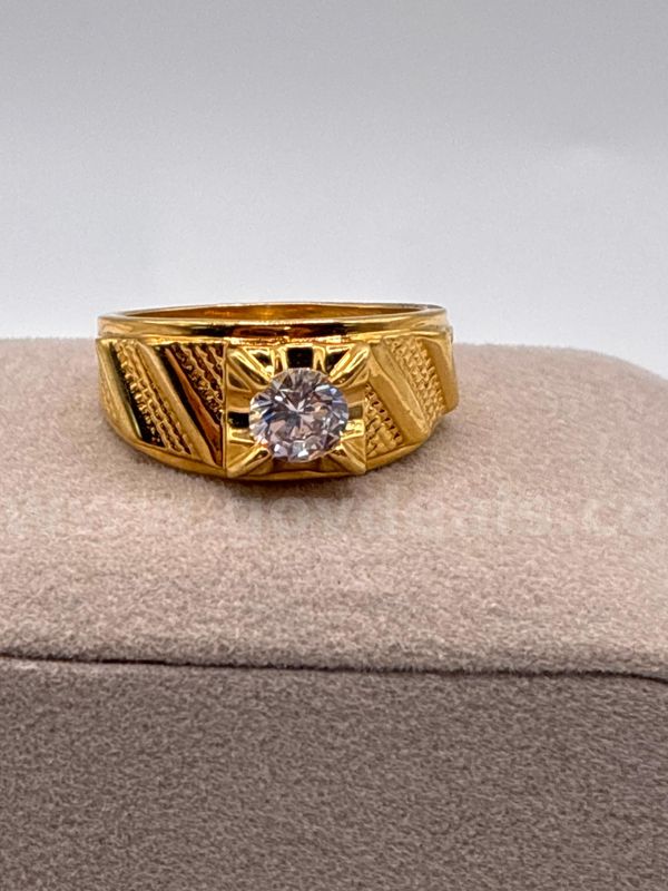 Gorgeous, Men's, 24k Gold Filled, Size 9.5, 2CT CZ Signet Ring.