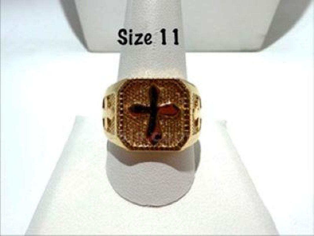 Gorgeous, Men's, 24k Gold Filled, Size 11 Cross Ring