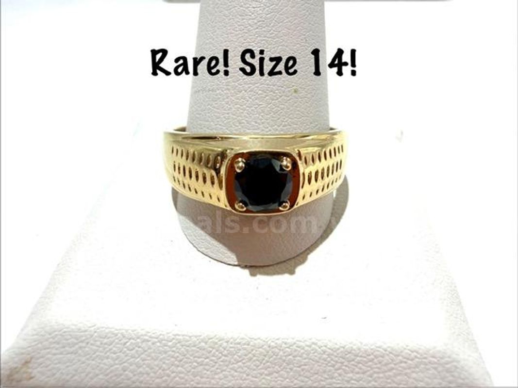 Rare, 24k Gold Filled, Men's, Size 14, Onyx Ring