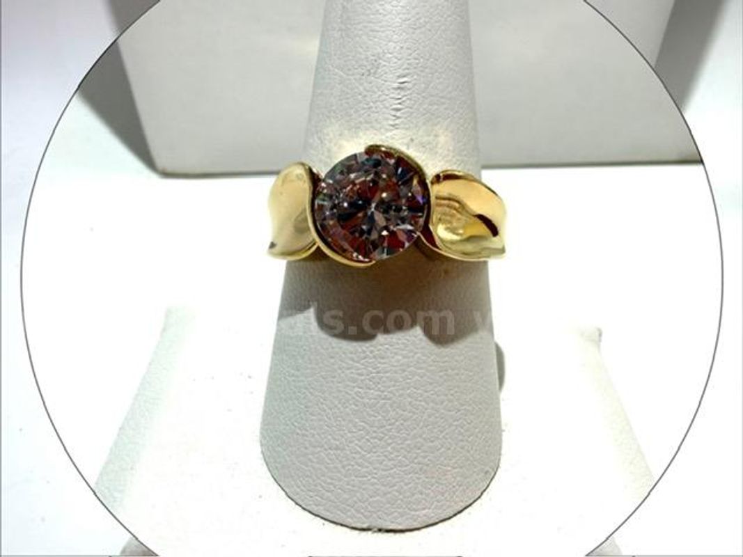 Gorgeous, Ladies, Size 9, 24k Gold Filled, Brilliant, CZ Diamond Solitaire Bridal Ring