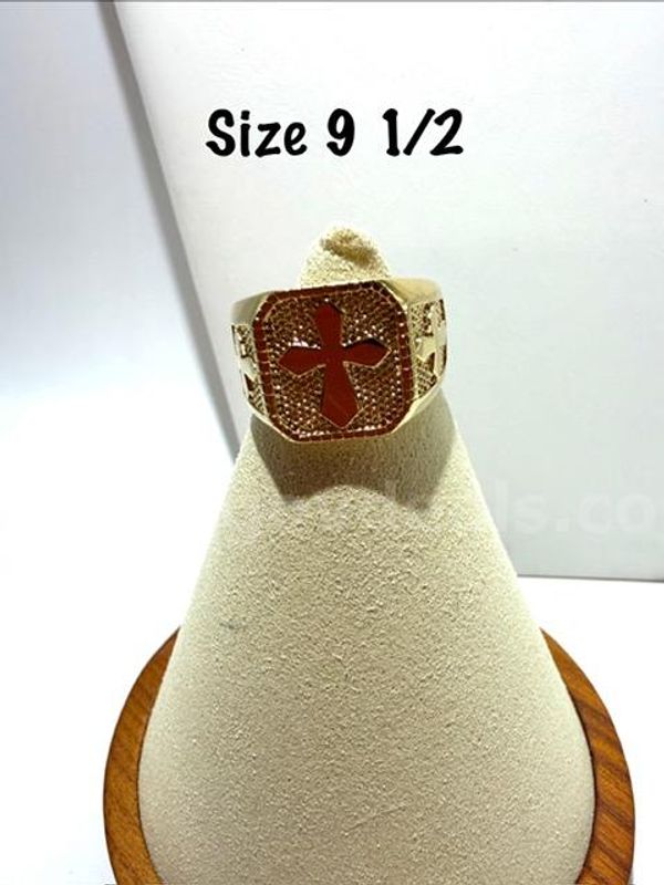 Men's, 24k Gold Filled, Size 9 1/2, Cross Ring
