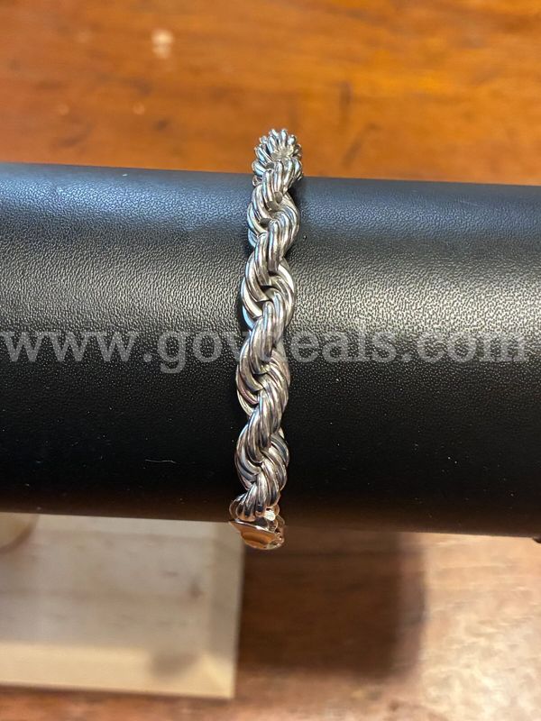 Gorgeous, Men’s, 7” Rhodium Clad (Silver), 5mm, Rope Bracelet.