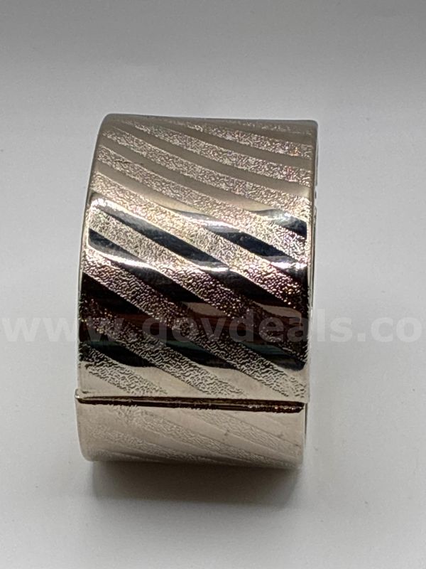 Stunning, Rhodium Filled (Silver), Diamond-Cut Diagonal Stripe Arm Cuff Bracelet.