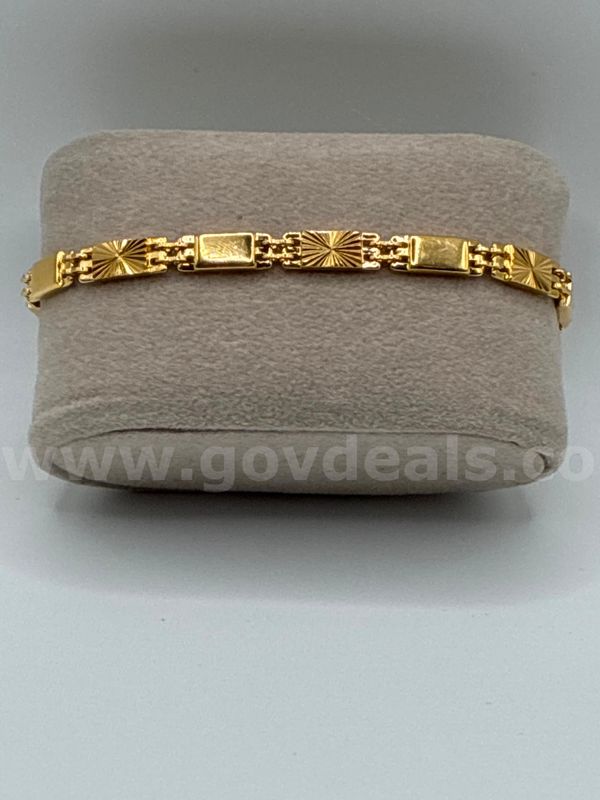 Gorgeous, 24K Gold Filled, 7 1/2”, Sunburst Bar-Link Bracelet