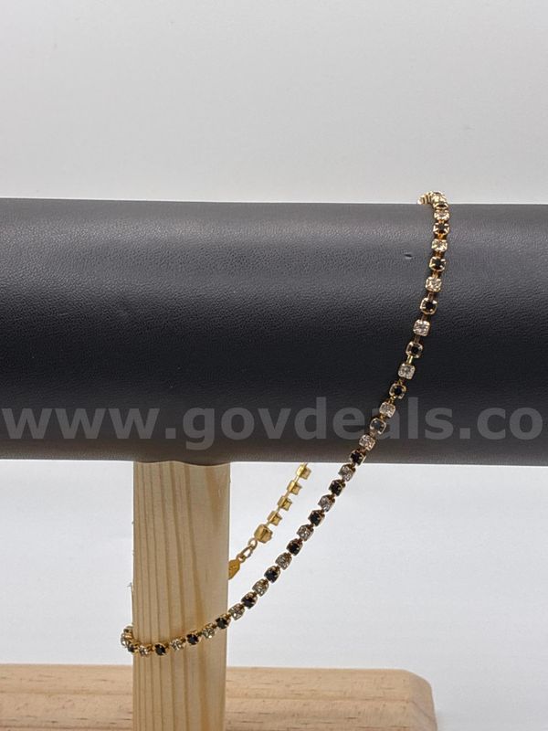 Gorgeous, 11 Inch, 24k Gold Filled, Onyx CZ Link Anklet.
