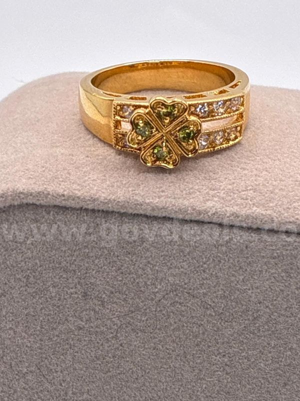 Lucky! Size 8, CZ Clover Slider Fidget Ring, 24k Gold Filled.