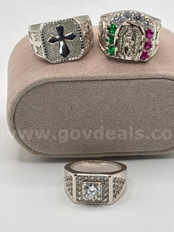 (Set of 3) Stunning, Rhodium Filled (Silver) Size 9, Mens Rings.