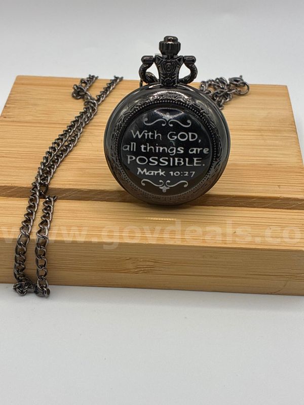 Mark 10:10 Scripture Pocket Watch.