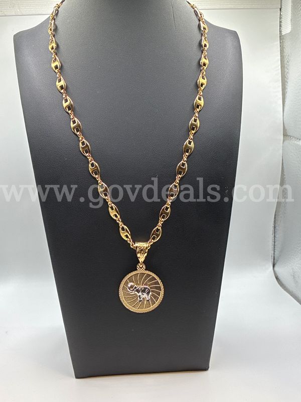 20” Necklace w/ Two-Toned Elephant Medallion. 24K Real Gold Filled. FREE SHIPPING!!