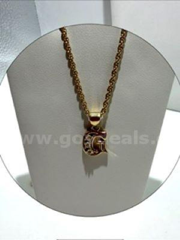 Gorgeous, Cubic Zirconia Diamond "G" Initial, W/1MM, 16 Inch, 24k Gold Filled, Diamond Cut, Rope Chain