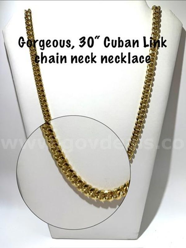 Gorgeous, Heavy, 30 Inch, 24k Gold Filled, Cuban Link Chain Necklace