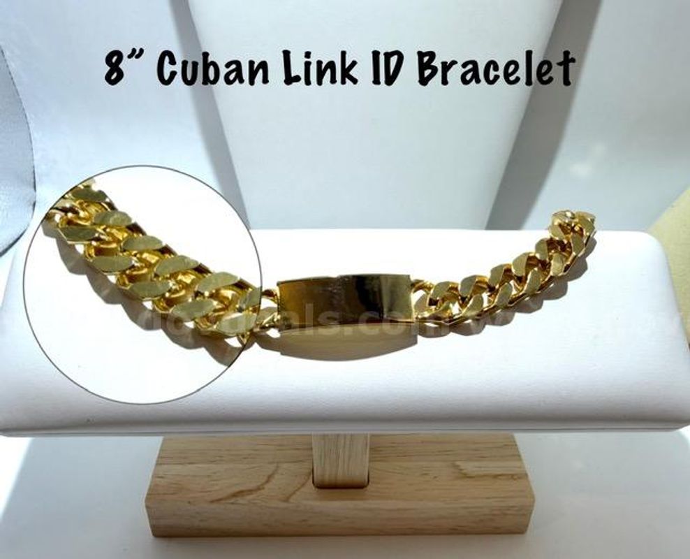 Beautiful, Heavy, 24k Gold Filled, 8 Inch, Thick Cuban Link ID Bracelet