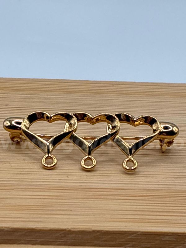 Beautiful Multi-Heart Brooch, Real 24K Gold Filled.