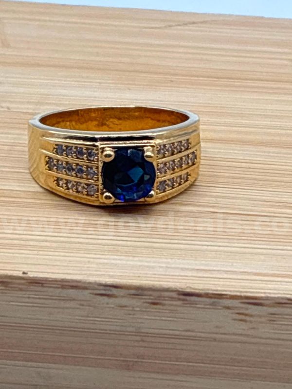 Gorgeous, Size 9.5 Men’s CZ Sapphire CZ Ring. 24K Real Gold Filled