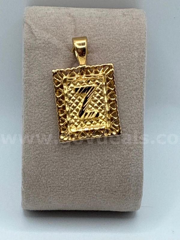 Beautiful, 1 3/8” Diamond-Cut Monogram Letter “Z” Pendant, 24K Real Gold Filled.