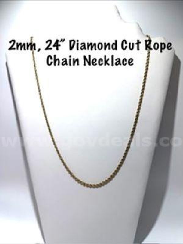 Beautiful, 2MM, 24 Inch, 24k Gold Filled, Diamond Cut Rope Chain Necklace