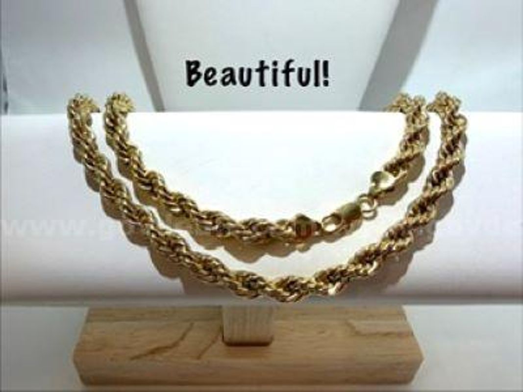 Beautiful, 19 Inch, 7MM, 24k Gold Filled, Diamond Cut Rope Chain Necklace
