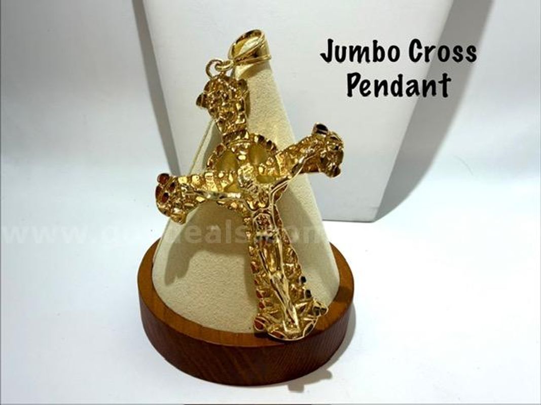 Beautiful, 24k Gold Filled, Jumbo Jesus Cross Pendant, Heavy