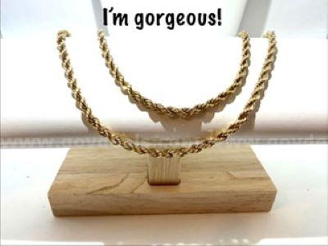 Beautiful, 5MM, 24 Inch, 24k Gold Filled, Diamond Cut Rope Chain Necklace