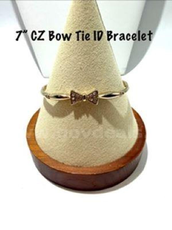 Adorable, Ladies, 24kt Gold Filled, 7 Inch, CZ Bowtie ID Bracelet