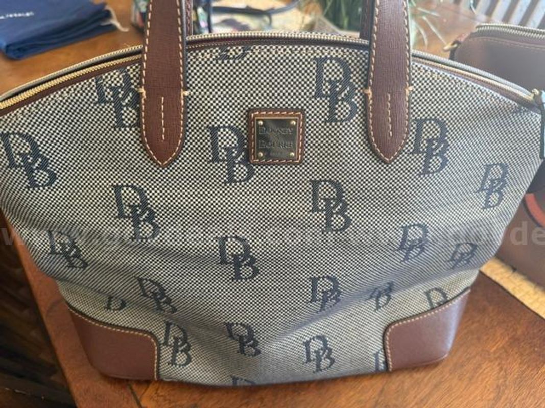Large, Cloth, Dooney & Bourke (15"x9") Handbag, W/Leather Trim/Accents