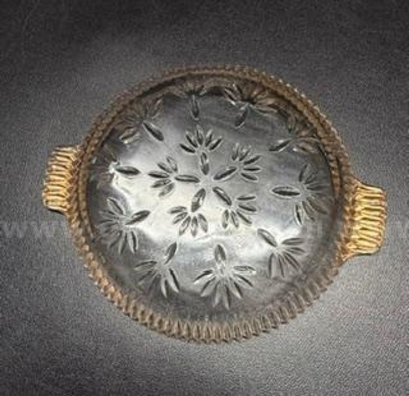 Vintage, Glass Candy Plate W/Gold Trim, Excellent Condition No Chips/Nics