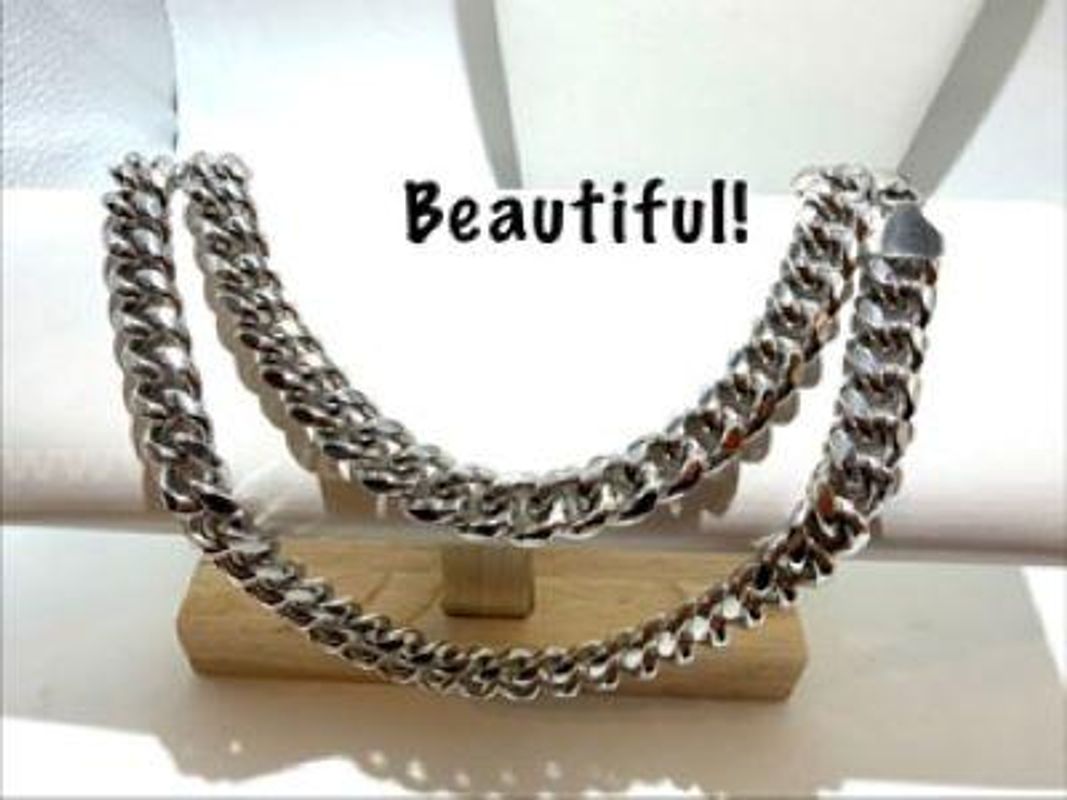 Beautiful, Rhodium Filled (Silver Color), 22”, Heavy Cuban Link Chain