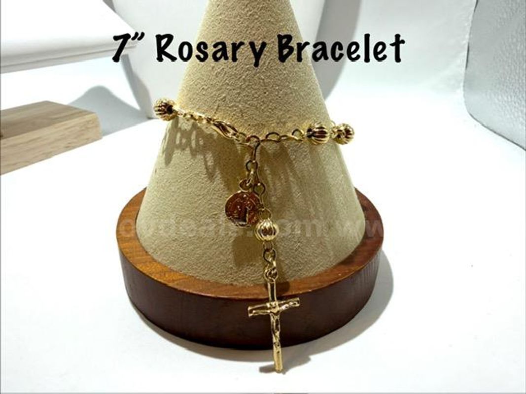 Beautiful, 24kt Gold Filled, 7 Inch, CZ Rosary Bracelet