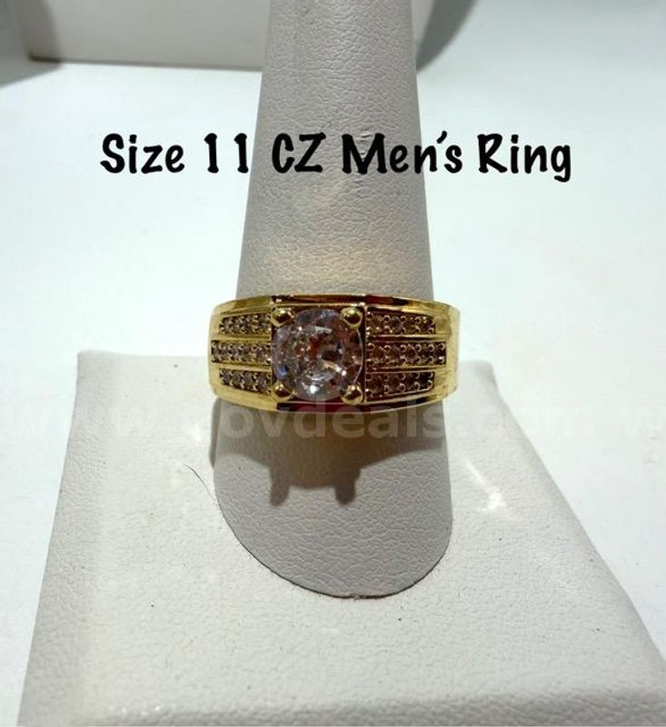 Beautiful, Size 11, Men's, 24kt Gold Filled, Cubic Zirconia Diamond Ring