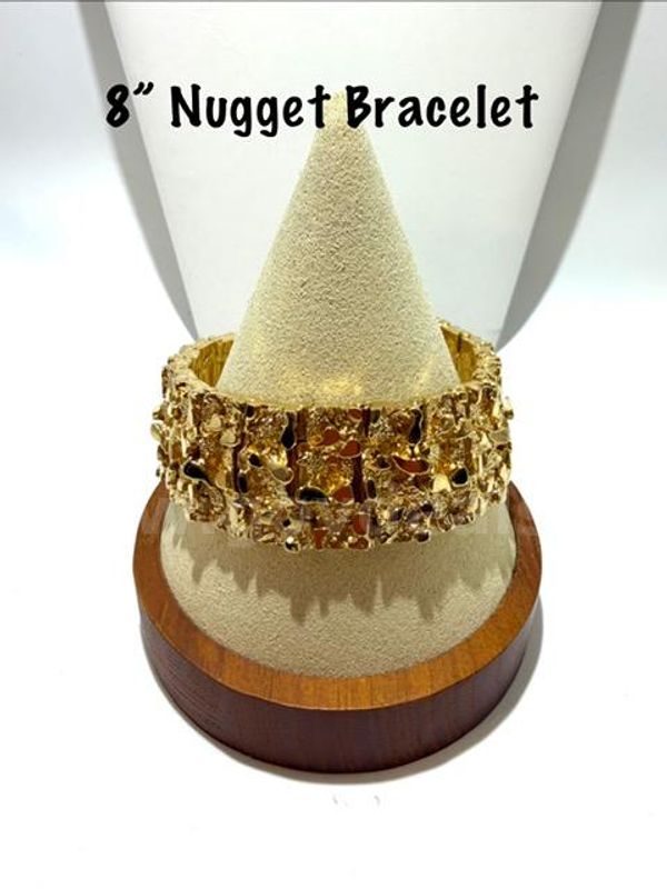 Gorgeous, 8", (1"wide), 24kt Gold Filled, Nugget Bracelet