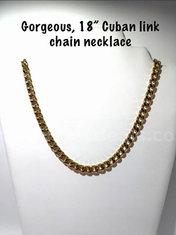 Beautiful, 18 Inch, 24kt Gold Filled, Curb Link Chain Necklace