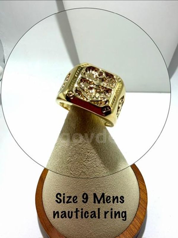 Beautiful, Men's, 24kt Gold Filled, Size 9, Nautical Ring