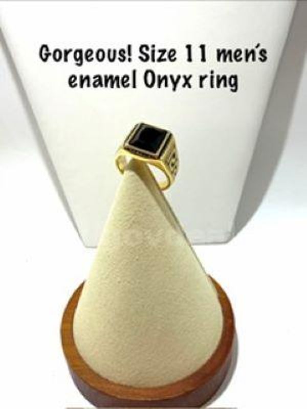 Beautiful, 24kt Gold Filled, Men's, Size 11, Onyx Ring