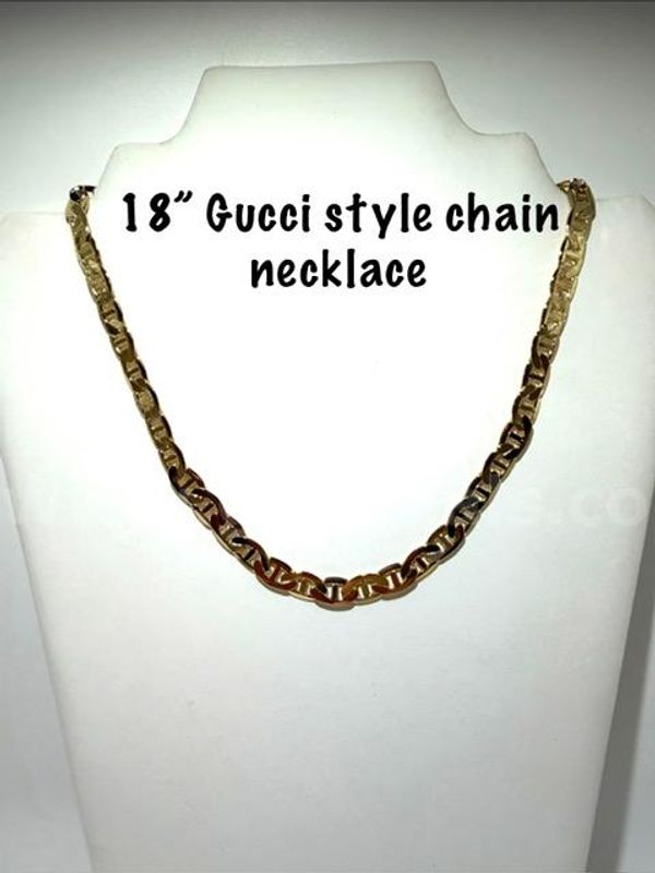 Beautiful, 18 Inch, 24kt Gold Filled, Gucci Style Chain Necklace