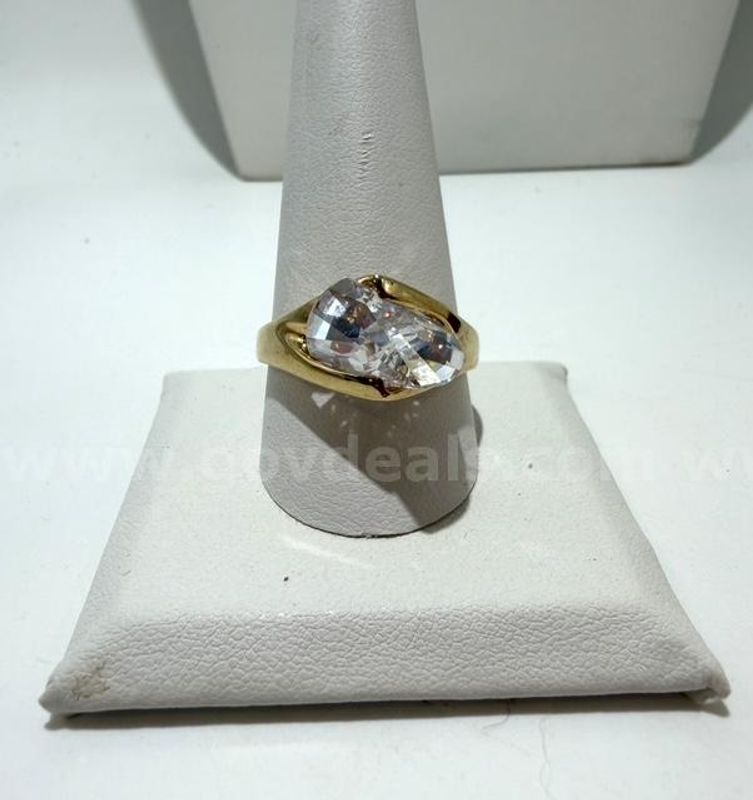 Gorgeous, Men's, Size 11, 24kt Gold Filled, CZ Diamond Solitaire Nugget Ring