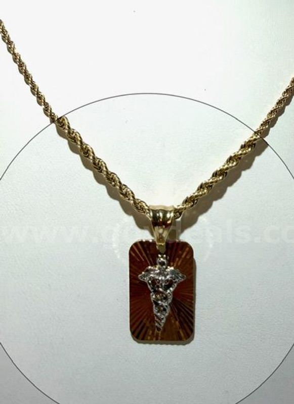 4MM, 22 Inch, Diamond Cut, 24kt Gold Filled, Rope Chain W/Medical Pendant