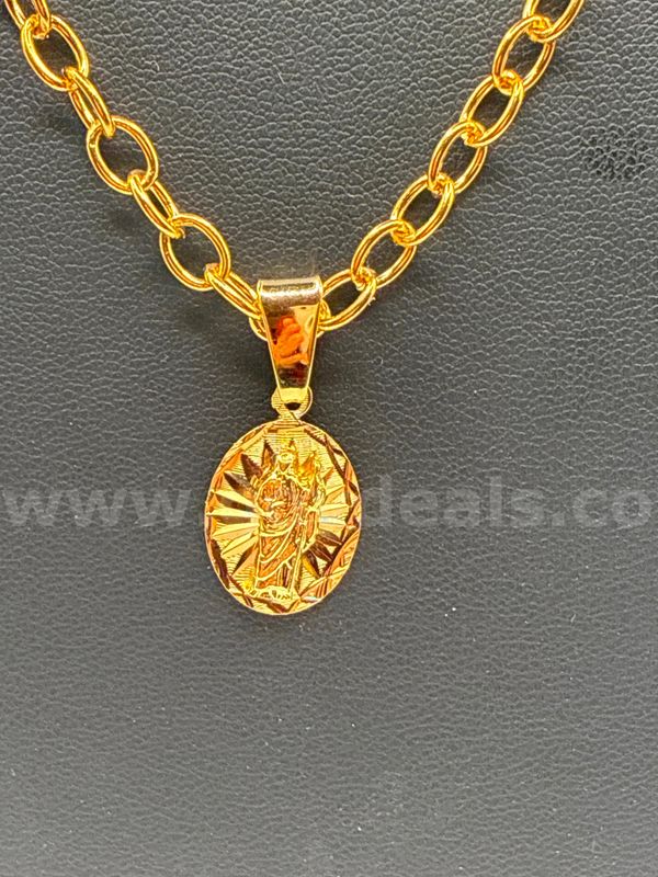 Beautiful, 18” Link Necklace W/ 1” Jesus Pendant 24K Real Gold Filled